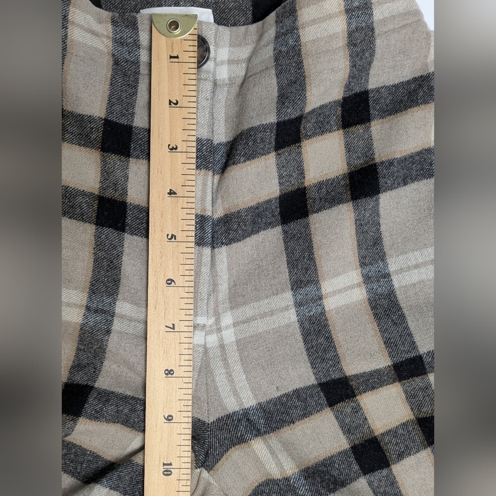 Aritzia Wilfred Madelon women's neutral plaid wool wide legs pants size 00 - Picture 8 of 10